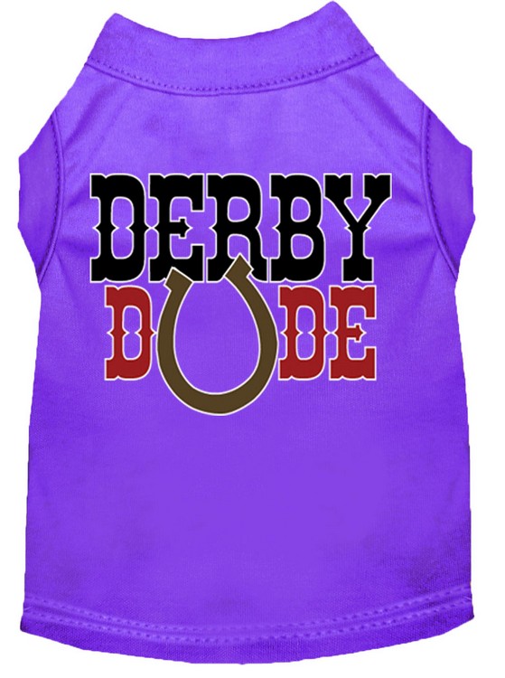 Derby Dude Screen Print Dog Shirt Purple XS